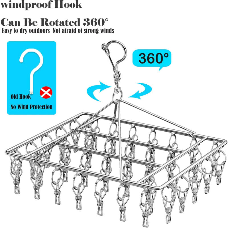 sock hanger, underwear dryer rack, stainless steel clips hanger, laundry drip airer, washing line accessories, clothes drying rack, balcony drying hanger, multipurpose clothes hanger