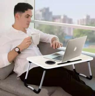 Foldable Multipurpose Table Computer Desk With Cup Holder - AABA MALL
