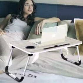 Foldable Multipurpose Table Computer Desk With Cup Holder - AABA MALL