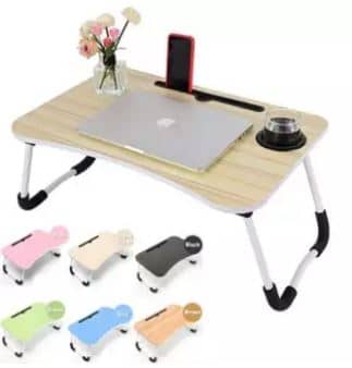 Foldable Multipurpose Table Computer Desk With Cup Holder - AABA MALL