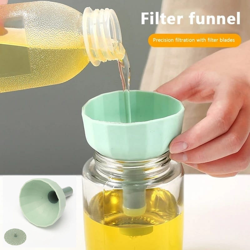 Mini Filling Funnel Flexible Silicone PP Funnel (Kuppi) Oil Spill With Fliter Sheet Multi Use Easy Pouring Kitchen Funnel For Cooking - AABA MALL