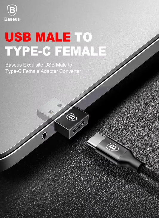 BASEUS  Type-C Female Interface Convert to USB Male Adapter Converter New - BLACK