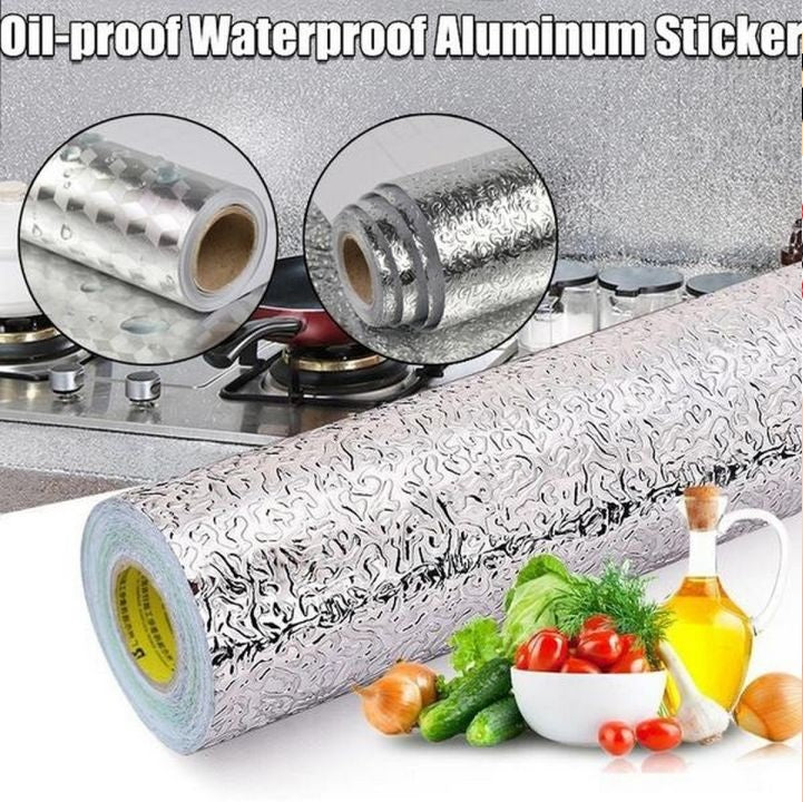 Self-Adhesive Kitchen Wall Aluminum Oil-Proof Stickers Anti-fouling High-Temperature Wallpaper Wall Sticker - AABA MALL