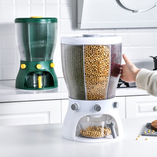 10 kg New Revolving Rice And Grain 4-Grid Rice Grain Dispenser Rotatable for Home Kitchen - AABA MALL