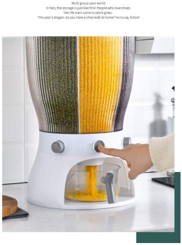 10 kg New Revolving Rice And Grain 4-Grid Rice Grain Dispenser Rotatable for Home Kitchen