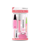 Glamorous Face pedicure kit with various tools on a white background