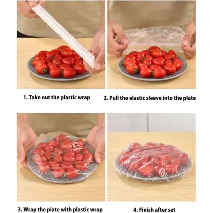 100PCS reusable elastic food bowl covers stretchable plastic wrap covers for bowls plates containers food storage kitchen use