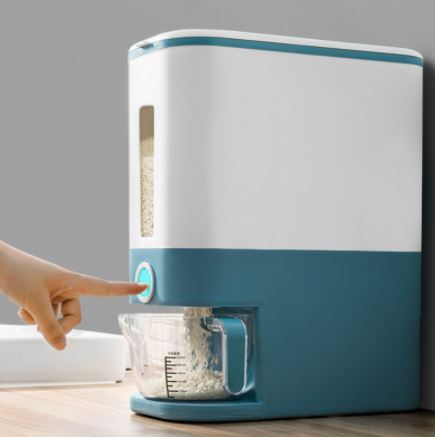 10kg Rice Dispenser Storage Bin Food Tank Rice Bin Container Organizer Measuring Cup