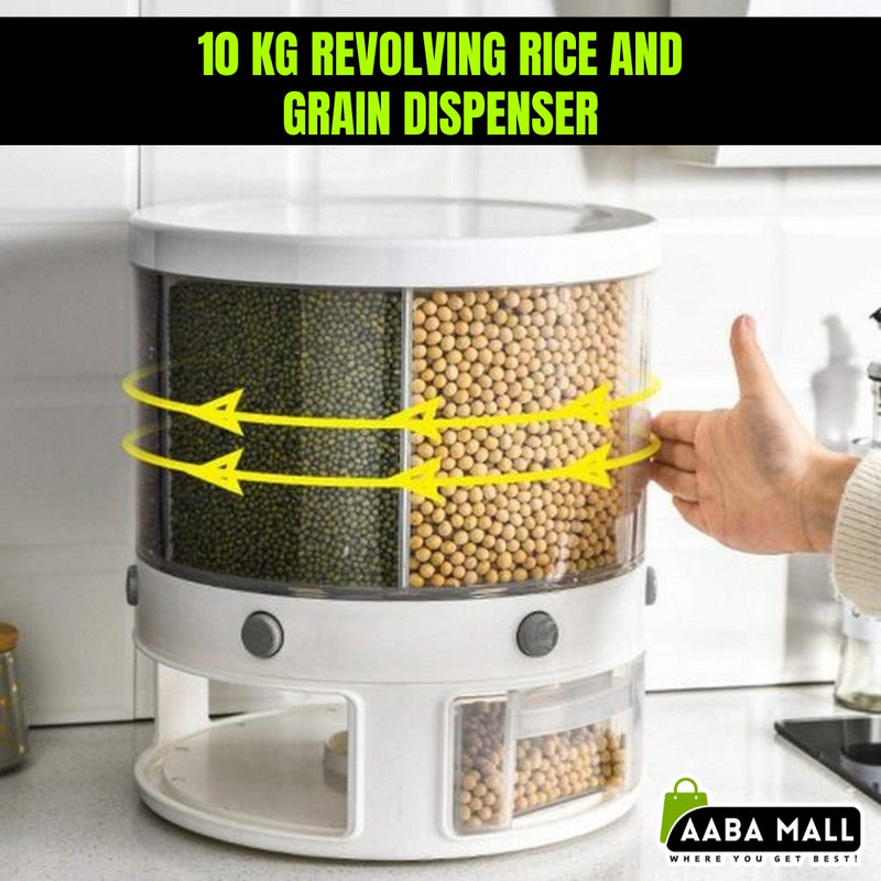 10Kg Revolving Rice & Grain Dispenser Cereal FOOD Storage Box - AABA MALL