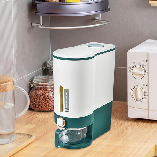 Rice Dispenser with Measuring Cup - 10Kg Capacity Grain Storage Box
