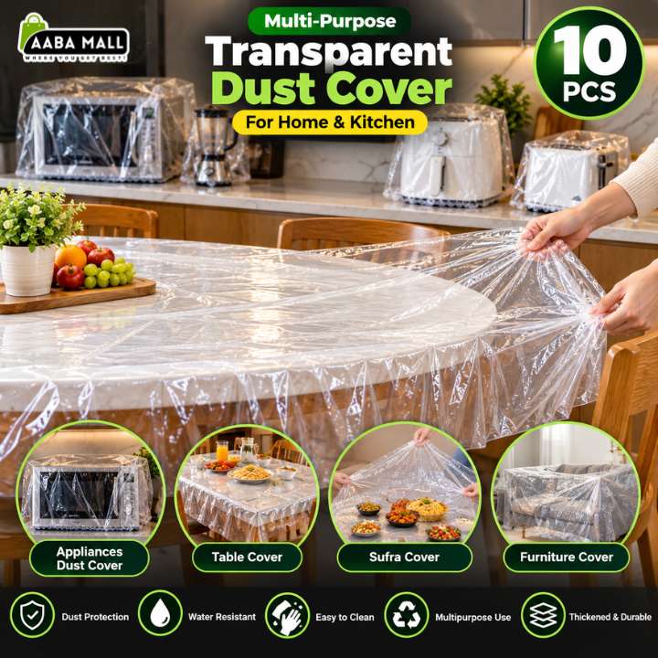 10Pcs Thickened Disposable Transparent Dust Cover for Food Table & Kitchen Appliances | Reusable Clear Protective Covers for Mixer, Microwave, Air Fryer, Toaster & Small Home Appliances