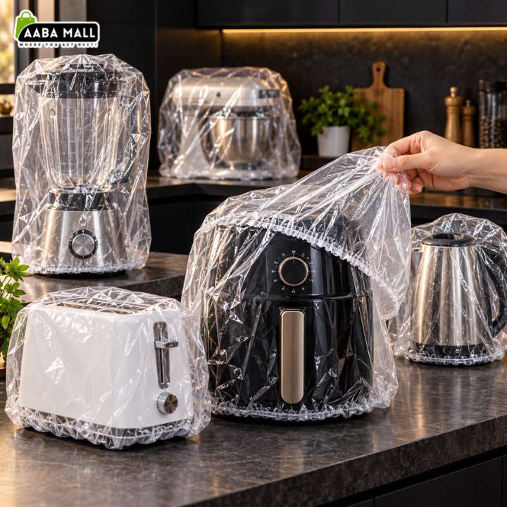 10Pcs Thickened Disposable Transparent Dust Cover for Food Table & Kitchen Appliances | Reusable Clear Protective Covers for Mixer, Microwave, Air Fryer, Toaster & Small Home Appliances