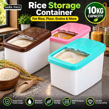 10kg Plastic Kitchen Rice Container – Moisture Resistant Storage Box for Rice, Flour, Dry Food & Animal Feed | High Capacity Durable Plastic Bin