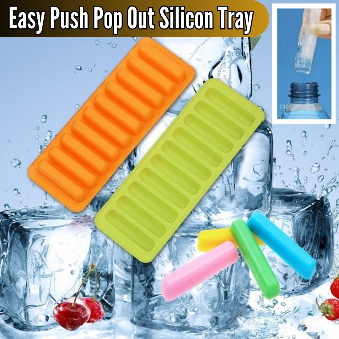 Easy Push Pop out Silicon Ice Cubes Tray 10 Cubes