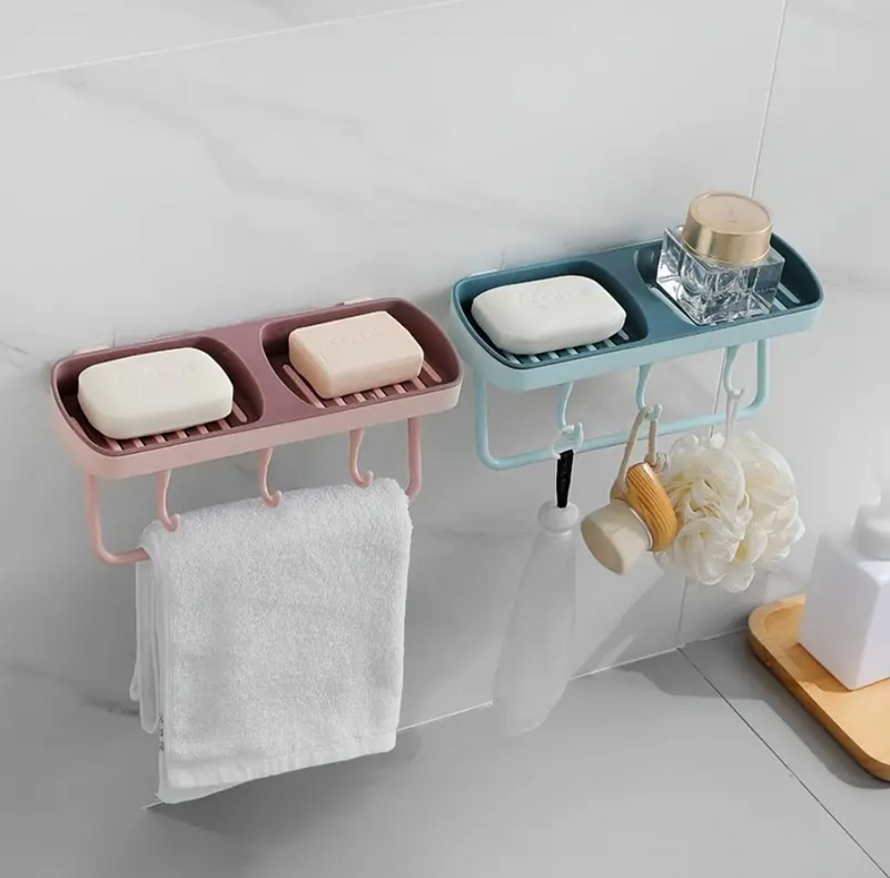 Portable Wall Mounted Soap Storage Rack with Sponge Holder - AABA MALL