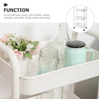 3-Tier Kitchen Organizer - Plastic Rolling Utility Cart with Handle (White) - AABA MALL
