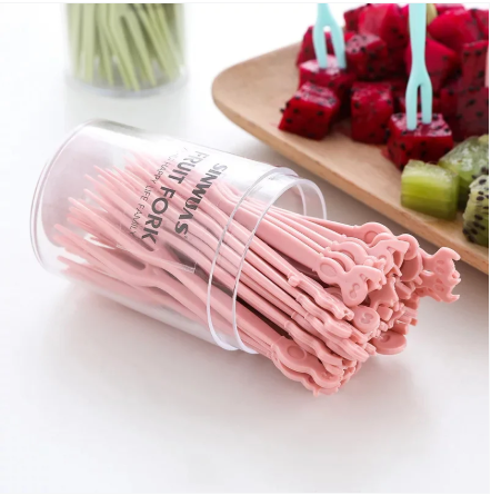 48 Pcs Cute Disposable Plastic Fruit Fork Set – Mini Dessert, Cake, Salad & Appetizer Forks for Parties, Picnics & Household Use