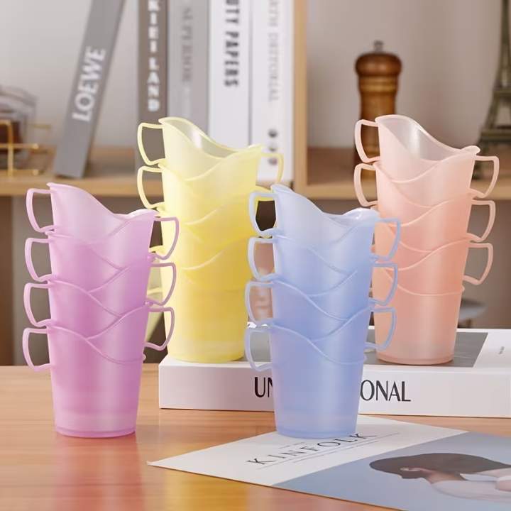 12 PCS Disposable Plastic Cup Holder | Anti‑Scalding Coffee Mug Sleeve | Heat‑Resistant Drink Holder for Home, Office & Party