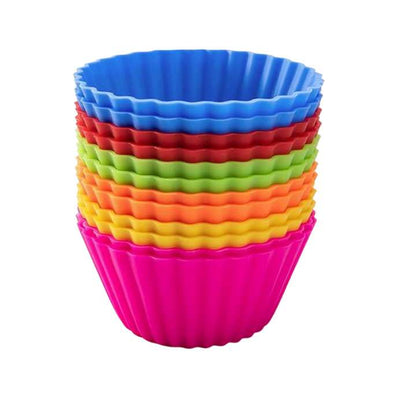 12 Pcs Silicone Cupcake Mould Set – Multicolour, Reusable, Non‑Stick Baking Cups for Muffins, Desserts & Mini Cakes