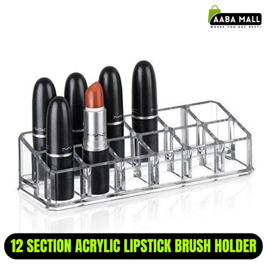 12 Section Acrylic Lipstick Brush Holder Makeup Vanity Box