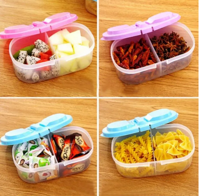Multifunctional Kitchen Dual Compartment Storage Box Covered Food Miscellaneous Grain Sealed Tank Kitchen Refrigerator Plastic Storage Box - AABA MALL
