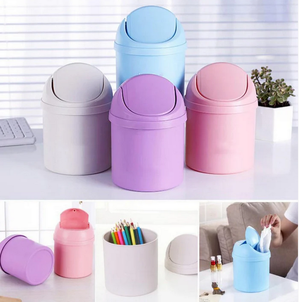 Office Mini Desktop Storage Box Waste Container Desktop Cleaning Barrel Small Desk Organizer Storage Dustbins