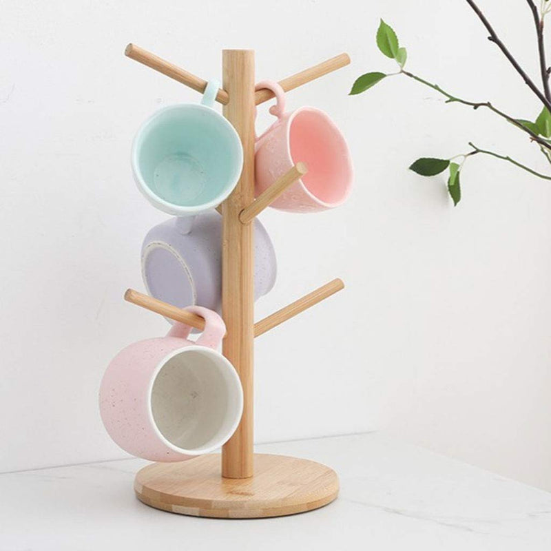 Wood Kitchen Storage Rack Mug Rack Tree Bamboo Mug Stand Storage Organizer Bamboo Mug Holder Stand Wooden Mug Holder Tree Design Mug Storage Rack - AABA MALL