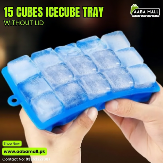 Silicone push pop-out square ice cube tray with 15 cubes