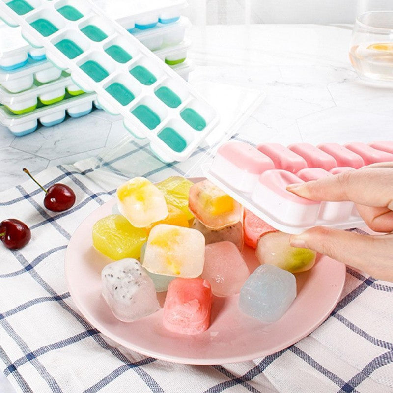 Silicone Ice Cube Trays with Lids | BPA-Free Flexible Ice Molds | Easy Release Ice Cube Maker for Juice, Wine, Baby Food & More - AABA MALL