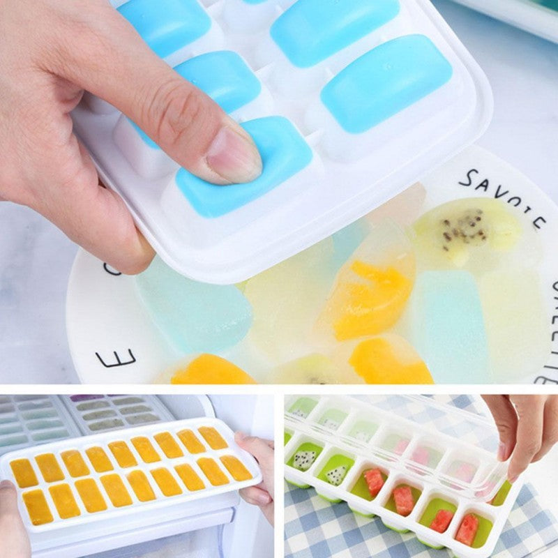 Silicone Ice Cube Trays with Lids | BPA-Free Flexible Ice Molds | Easy Release Ice Cube Maker for Juice, Wine, Baby Food & More - AABA MALL