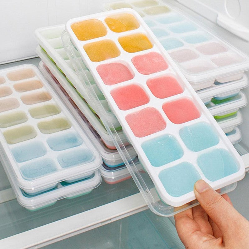 Silicone Ice Cube Trays with Lids | BPA-Free Flexible Ice Molds | Easy Release Ice Cube Maker for Juice, Wine, Baby Food & More - AABA MALL