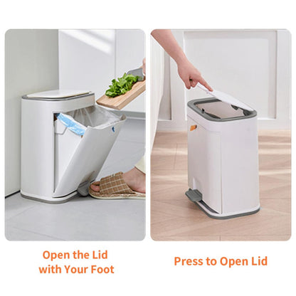 Bathroom Dustbin Trash Can with Lid – Plastic Press Top Garbage Bin for Kitchen, Bedroom, Living Room & Office