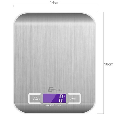 Digital Kitchen Scale – Stainless Steel Food Scale, 5000g/11lb x 0.1oz Precision | LCD Display, Accurate Measuring Tool for Cooking & Baking
