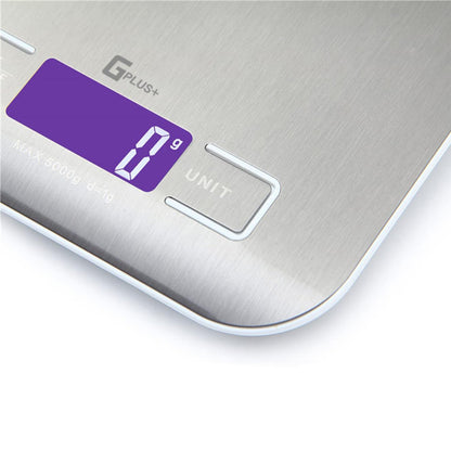 Digital Kitchen Scale – Stainless Steel Food Scale, 5000g/11lb x 0.1oz Precision | LCD Display, Accurate Measuring Tool for Cooking & Baking