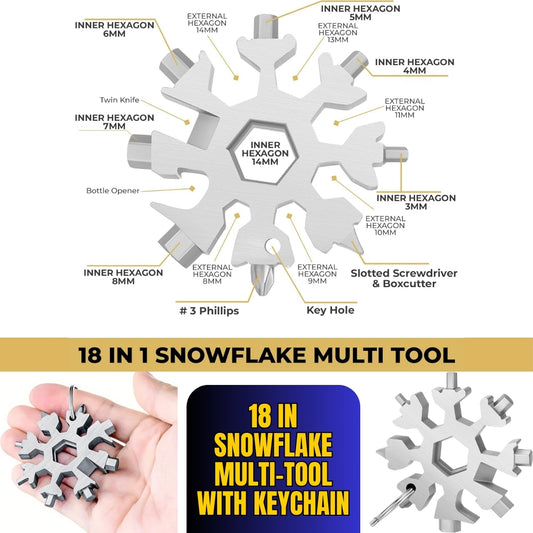 18 in Snowflake Multi-Tool with Keychain