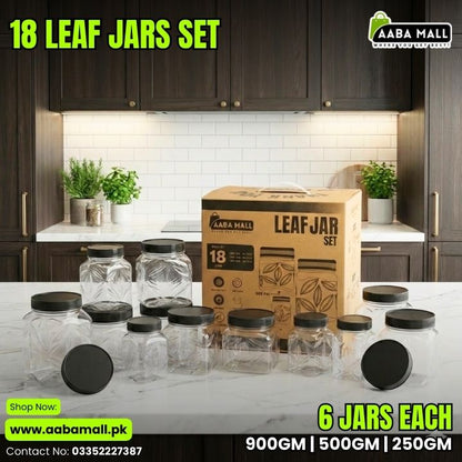 Leaf Plastic Jar Set – Premium Airtight Food Storage Containers | (900GM), (500GM), (250GM)