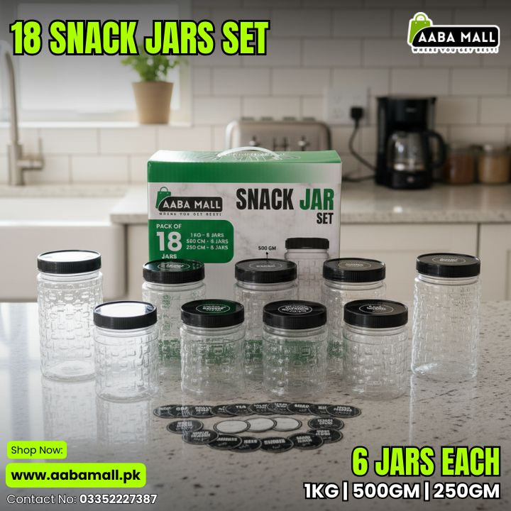 Snack Premium Plastic Jar Set –(1KG), (500GM), (250GM) | Airtight Food Storage Containers – Made in Pakistan