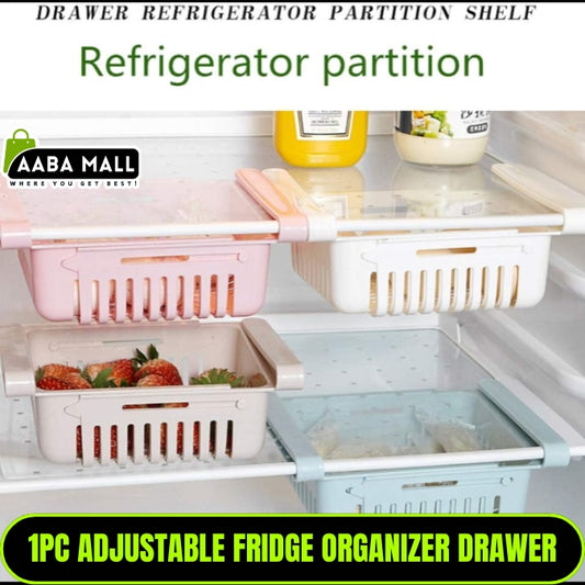 Adjustable  Fridge Organizer Drawer Slider, Food Saver Storage Container