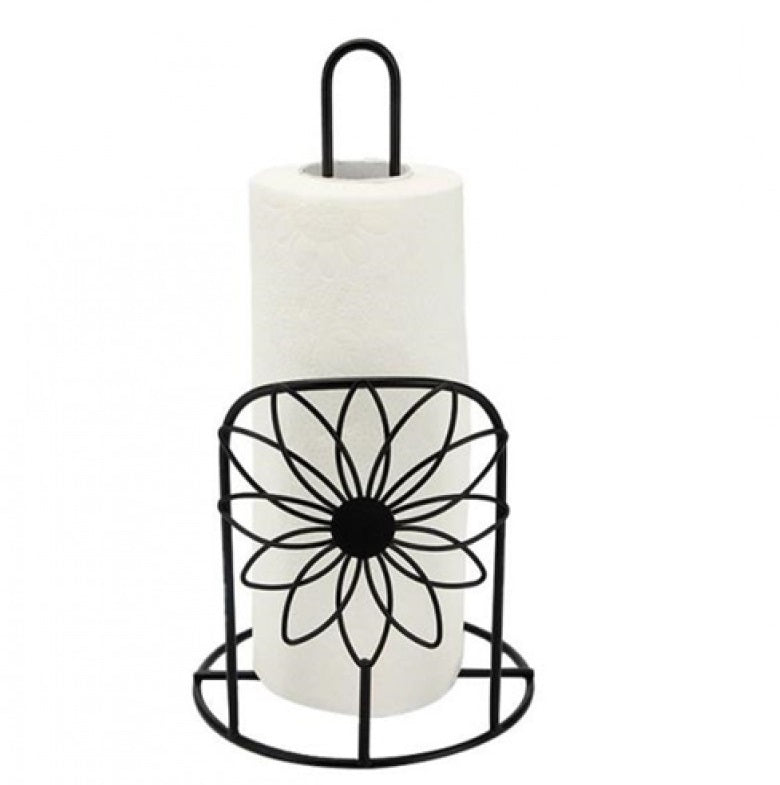 Kitchen Roll Paper Towel Holder Bathroom Tissue Stand Napkins Rack Home Kitchen Storage Accessories Black
