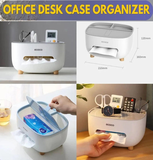 White PVC tissue storage box with compartments