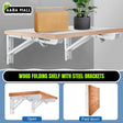 Wall Mounted Folding Wooden Shelf Rack Board Heavy Duty Brackets Cold Roll Steel in White Baking Finish