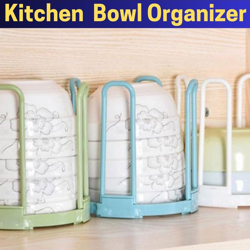 Kitchen Bowl Organizer, Plastic Kitchen Tableware Storage Rack - AABA MALL