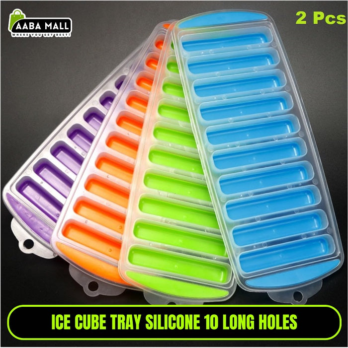 Silicone Ice Cube & Cake Stick Tray – 10-Hole Long Strip Mold | BPA-Free Heat-Resistant Baking & Freezing Tray