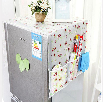 Anti-dust Waterproof Oil-proof Refrigerator Fridge Cover With 6 Pockets Organzier