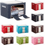 66 Liter Folding Oxford Cloth Steel Frame Clothing Quilts Pillows Storage Bag Folding Organizer Box Storage Bag Zipper Lid