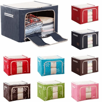 66 Liter Folding Oxford Cloth Steel Frame Clothing Quilts Pillows Storage Bag Folding Organizer Box Storage Bag Zipper Lid