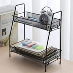 2 Layer Multi Purpose Metal Organizer Shelf - 2 Layer Metal Stand Small Storage Rack for Kitchen, Bath Room, Bedroom and Office - AABA MALL