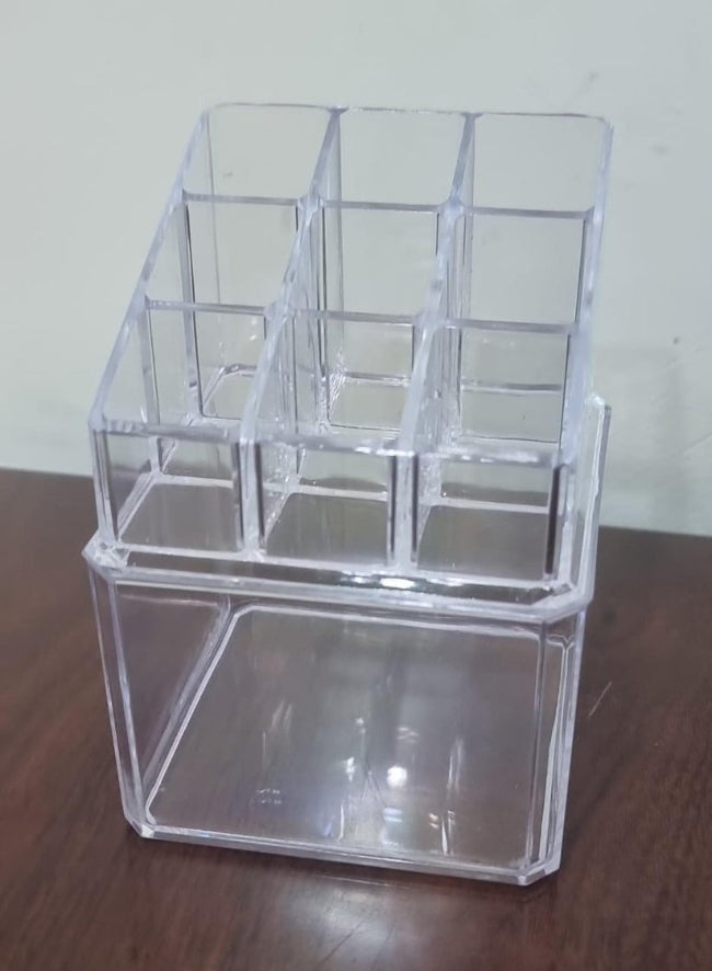 transparent acrylic makeup organizer with two layers