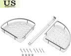 2 layer triangular shower caddy shelf bathroom corner organizer