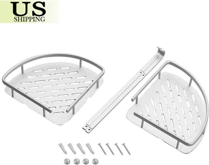 2 layer triangular shower caddy shelf bathroom corner organizer